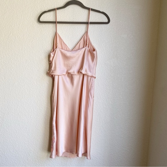 Agent Provocateur Edenn Silk Embroidered Peach Pink Blush Chemise Slip Dress - Picture 4 of 14